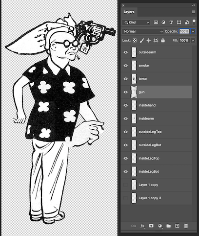 Character layers prepared for AfterEffects
